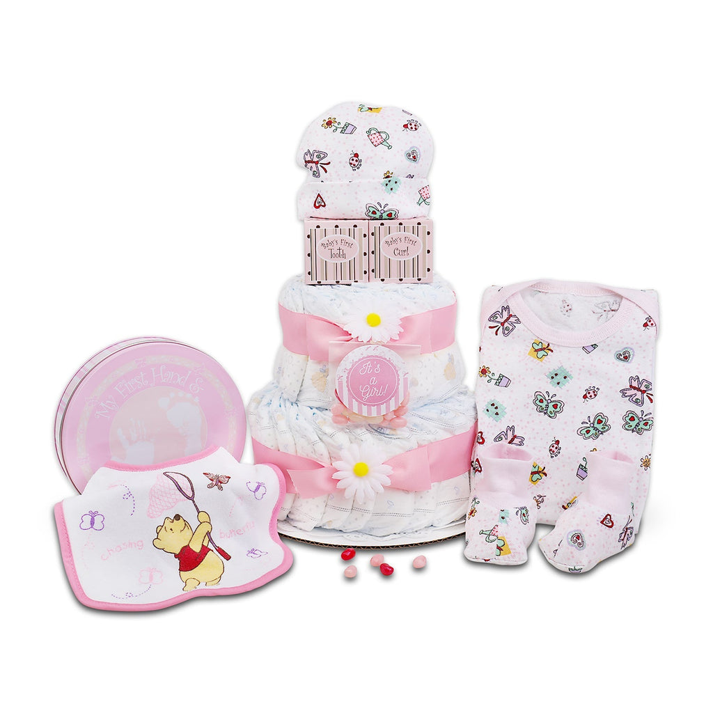 Pink Diaper Cake Gift Tower