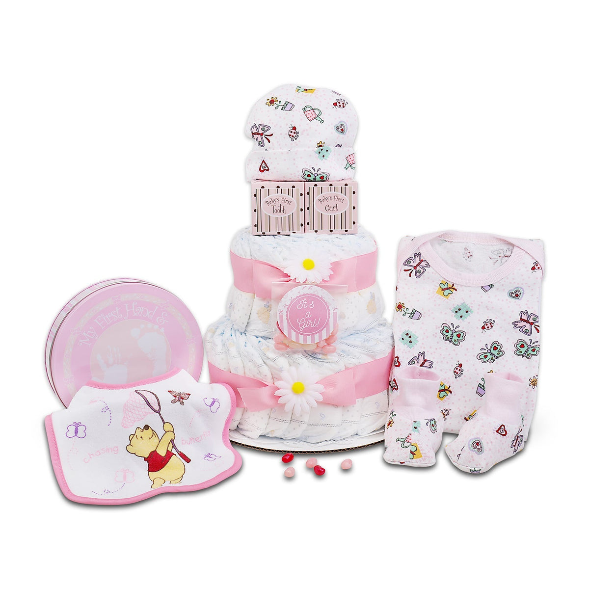 Pink Diaper Cake Gift Tower