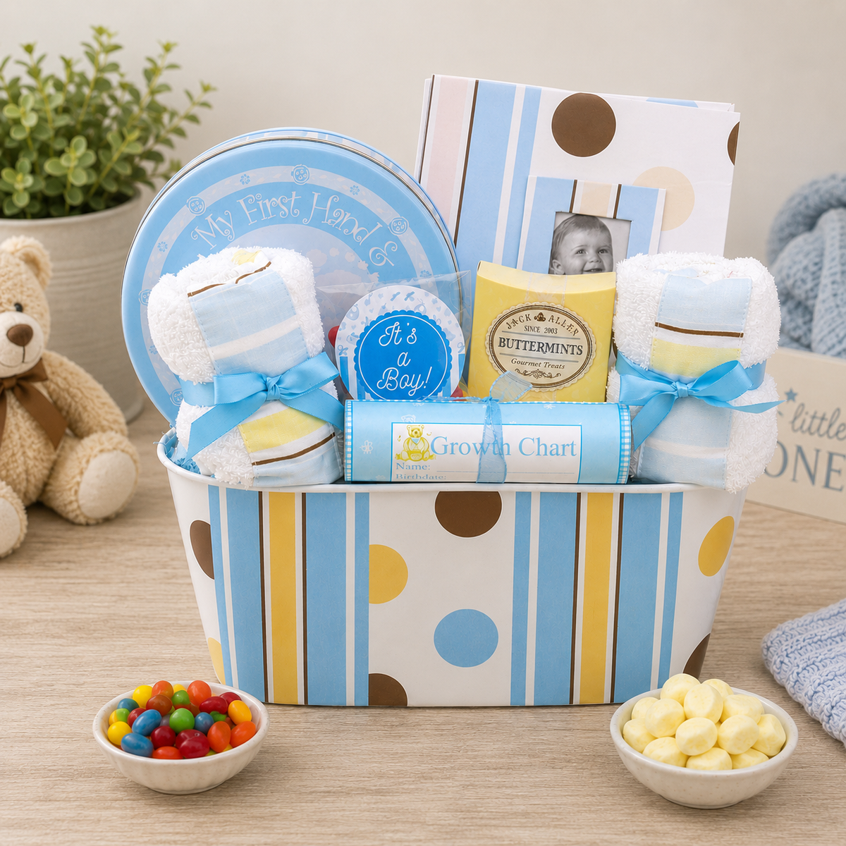 Welcome Baby Boy Gift Basket